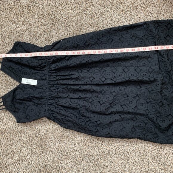 J. Crew Eyelet Double Strap Sleeveless Midi Dress Black Size - Picture 6 of 9